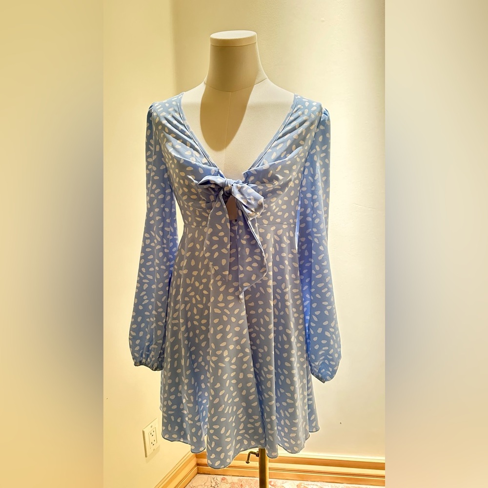 Chic Blue Patterned Dress - Picture 7 of 13